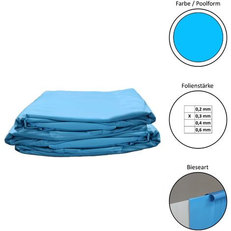 Pool Ersatzfolie rund in verschiedenen Größen - Dicke 0,3 mm - Tiefe 120 cm - Farbe blau - overlap 550x120cm