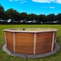 Stahlwandpool rund 350x120 cm, Stahl 0,4 mm Holzoptik, Folie 0,3 mm sand, overlap