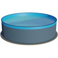 Stahlwandpool rund ohne Skimmerstanzung, Größe wählbar, 90cm tief, Stahl 0,3mm blau, Folie 0,2mm bl. 450x90