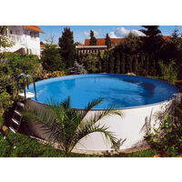 Stahlwandpool rund Exklusiv 450x150 cm, Stahl 0,8 mm weiß, Folie 0,6 mm blau, Einhängebiese