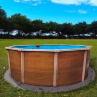 Stahlwandpool rund Classic 360x120 cm, Stahl 0,45 mm Holzoptik, Folie 0,3 mm blau, overlap