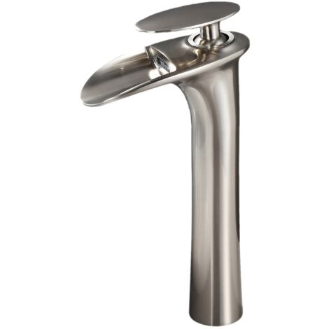 BRIA Robinet mitigeur design bec cascade haut chrome brossé (1/5)
