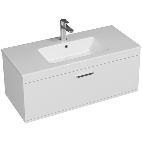 RUBITE Meuble salle de bain simple vasque 1 tiroir blanc largeur 100 cm