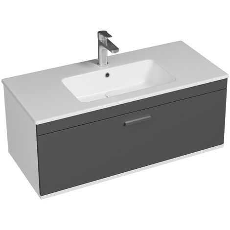 RUBITE Meuble salle de bain simple vasque 1 tiroir gris anthracite largeur 100 cm