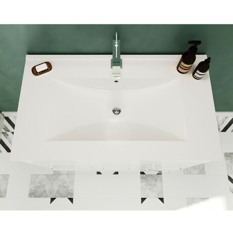 MADRID Meuble salle de bain sur pieds simple vasque Blanc L. 80 cm