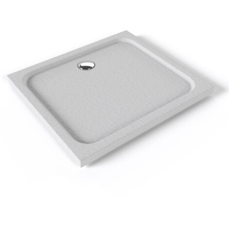 SHIMMER STONE Receveur de douche 80 x 90 cm acrylique Blanc effet pierre + bonde et siphon inclus - Salle de bain (1/5)