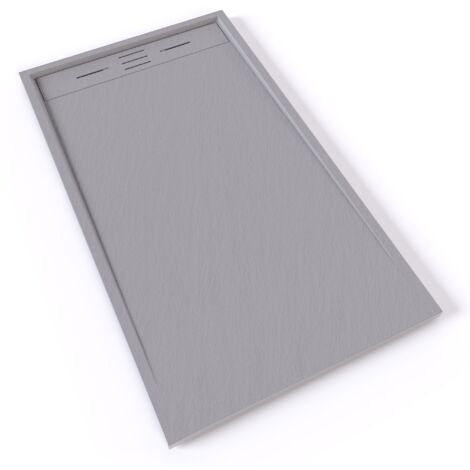 HIEMAL Receveur de douche 80 x 140 cm résine Gris aspect ardoise + bonde incluse - Salle de bain