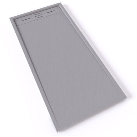 HIEMAL Receveur de douche 70 x 150 cm résine Gris aspect ardoise + bonde incluse - Salle de bain