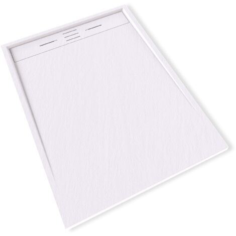 HIEMAL Receveur de douche 90 x 120 cm résine Blanc aspect ardoise + bonde incluse - Salle de bain