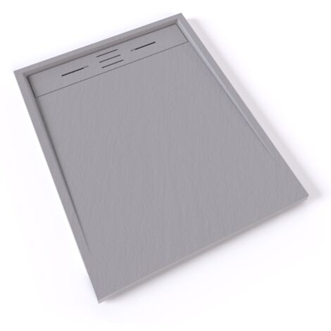 HIEMAL Receveur de douche 80 x 100 cm résine Gris aspect ardoise + bonde incluse - Salle de bain