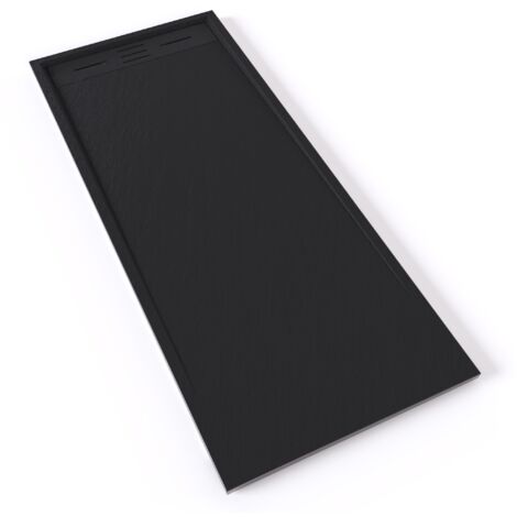 HIEMAL Receveur de douche 70 x 170 cm résine Noir aspect ardoise + bonde incluse - Salle de bain