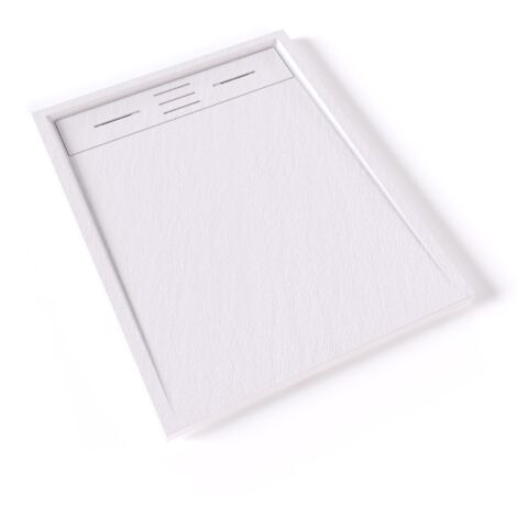 HIEMAL Receveur de douche 70 x 90 cm résine Blanc aspect ardoise + bonde incluse - Salle de bain
