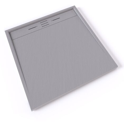 HIEMAL Receveur de douche 100 x 100 cm résine Gris aspect ardoise + bonde incluse - Salle de bain