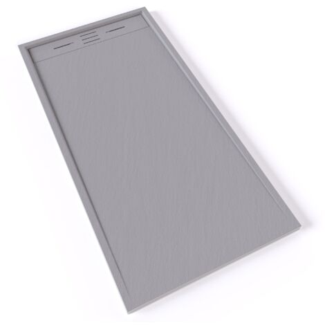 HIEMAL Receveur de douche 80 x 160 cm résine Gris aspect ardoise + bonde incluse - Salle de bain