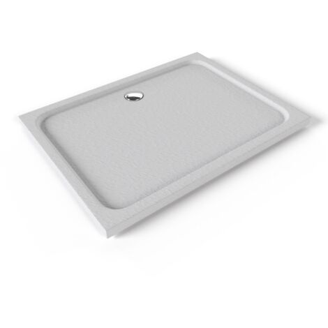 SHIMMER STONE Receveur de douche 90 x 120 cm acrylique Blanc effet pierre + bonde et siphon inclus - Salle de bain (1/5)