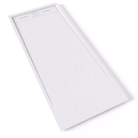 HIEMAL Receveur de douche 70 x 170 cm résine Blanc aspect ardoise + bonde incluse - Salle de bain (1/5)