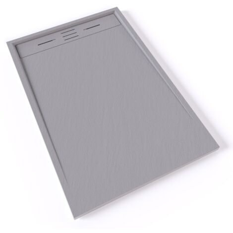 HIEMAL Receveur de douche 80 x 120 cm résine Gris aspect ardoise + bonde incluse - Salle de bain