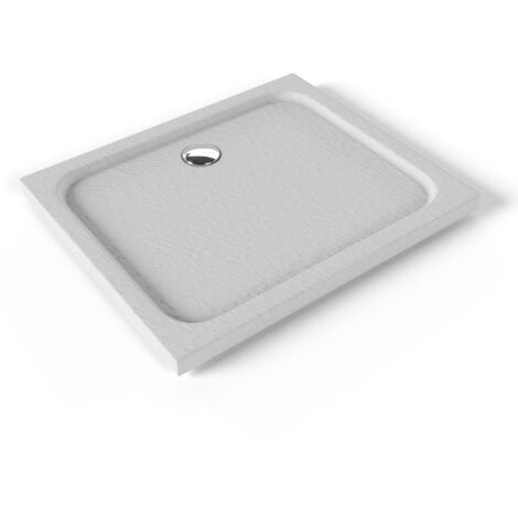 SHIMMER STONE Receveur de douche 75 x 90 cm acrylique Blanc effet pierre + bonde et siphon inclus - Salle de bain (1/5)
