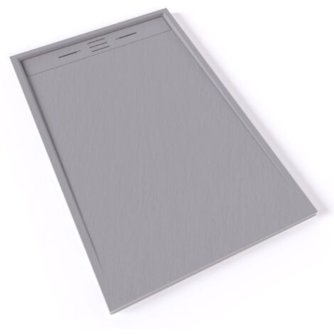 HIEMAL Receveur de douche 90 x 140 cm résine Gris aspect ardoise + bonde incluse - Salle de bain (1/5)