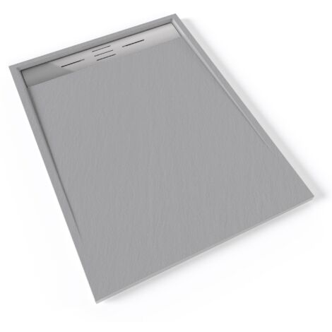 HIEMAL INOX Receveur de douche 90 x 120 cm résine Gris aspect ardoise + bonde inox incluse - Salle de bain
