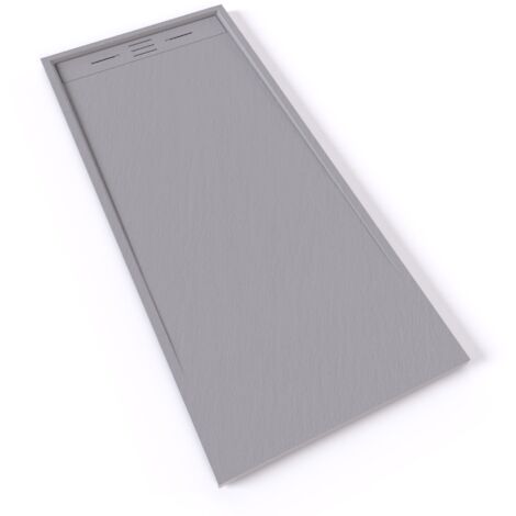 HIEMAL Receveur de douche 80 x 180 cm résine Gris aspect ardoise + bonde incluse - Salle de bain