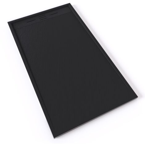 HIEMAL Receveur de douche 90 x 160 cm résine Noir aspect ardoise + bonde incluse - Salle de bain (1/5)