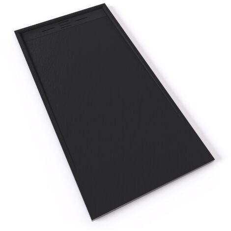 HIEMAL Receveur de douche 90 x 180 cm résine Noir aspect ardoise + bonde incluse - Salle de bain (1/5)