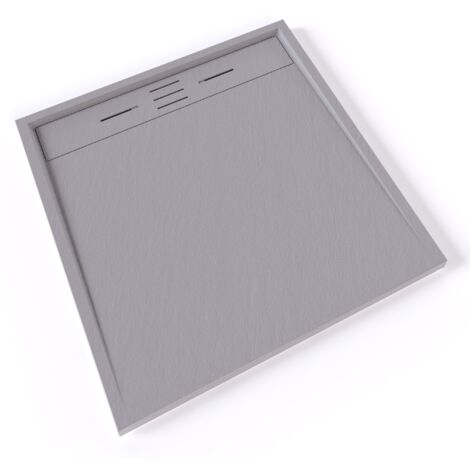 HIEMAL Receveur de douche 90 x 90 cm résine Gris aspect ardoise + bonde incluse - Salle de bain
