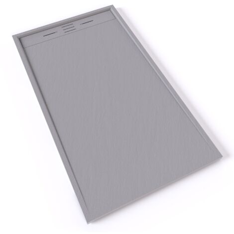 HIEMAL Receveur de douche 90 x 160 cm résine Gris aspect ardoise + bonde incluse - Salle de bain