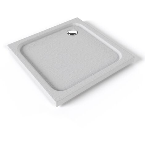 SHIMMER STONE Receveur de douche 85 x 85 cm acrylique Blanc effet pierre + bonde et siphon inclus - Salle de bain (1/5)