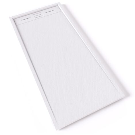 Receveur De Douche Idralite 70x140 Cm - Blanc Effet Pierre - Résine (Neuf, Sans Bonde)