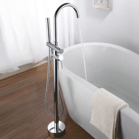 MATY Robinet mitigeur sur pied chrome brillant pour baignoire îlot