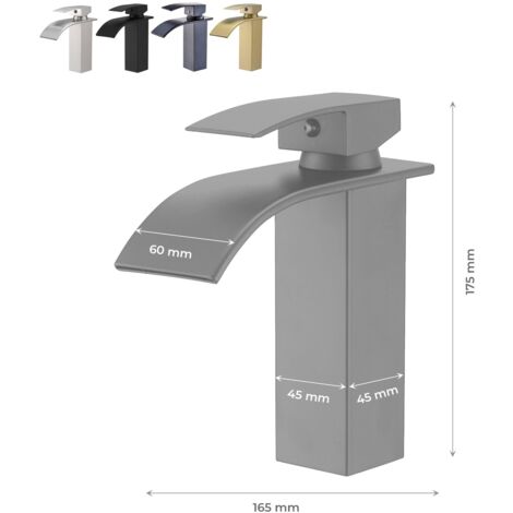 TIBRE Robinet mitigeur bec plat en cascade chrome brossé gris - salle de bain