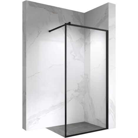 LUCIA Paroi de douche à l'Italienne noire 70 x 200 cm, verre 8mm transparent, anticalcaire (1/5)