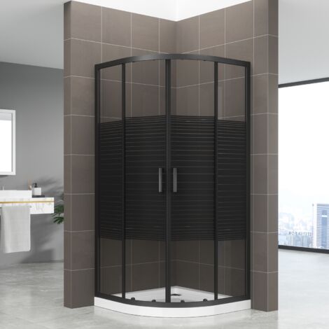 Saniverre – Cabine de douche 1/4 de cercle 80x80 cm – 2 portes coulissantes en verre 6 mm – Hauteur 190 cm – Traitement anticalcaire – Installation au sol ou sur receveur (1/5)
