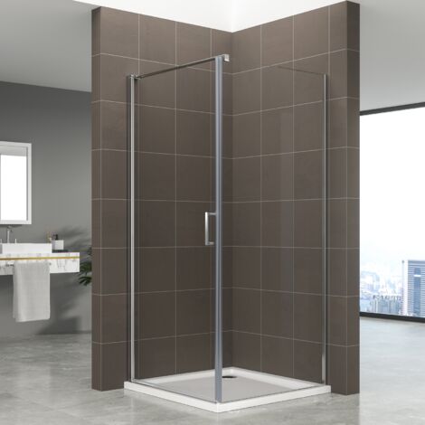HELENA Cabine douche 80x80 cm + receveur H.190 battante verre 6 mm transparent, chromé (1/5)