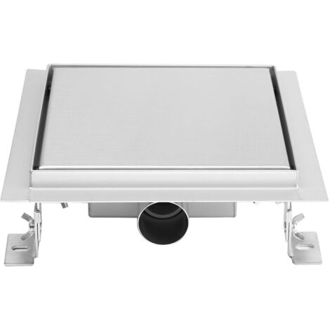 CARA Caniveau de douche carré inox 25 x 25 cm avec siphon anti-odeurs, drainage 36l/min, hauteur réglable (1/5)