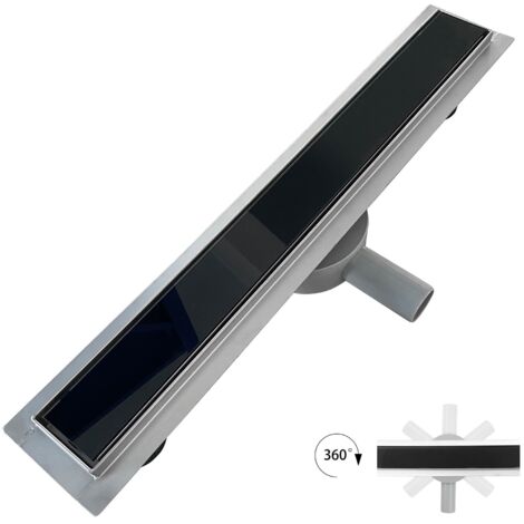 DUKA Caniveau de douche L.50 cm verre noir inox avec siphon 360°, drainage performant (1/5)
