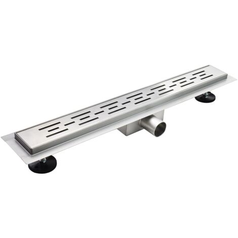 JAZY Caniveau de douche L.80 cm design linéaire, acier inoxydable, siphon anti-odeurs, drainage élevé (1/5)