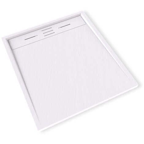 HIEMAL Receveur de douche 80 x 90 cm résine Blanc aspect ardoise + bonde incluse - Salle de bain (1/5)