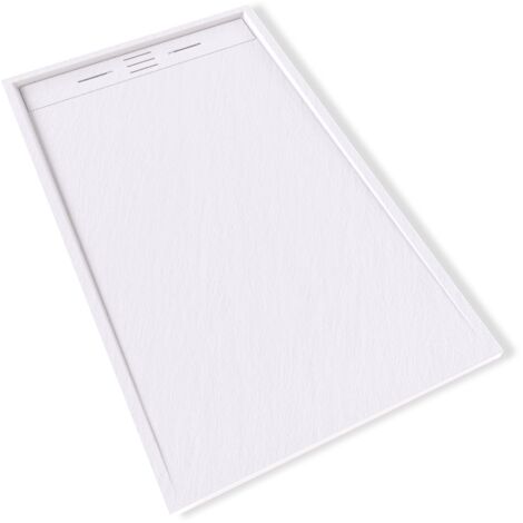 HIEMAL Receveur de douche 90 x 150 cm résine Blanc aspect ardoise + bonde incluse - Salle de bain (1/5)