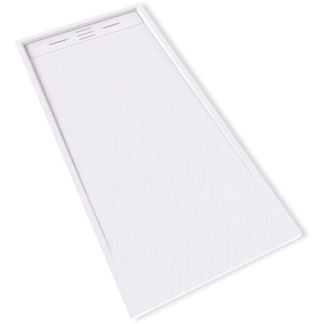 HIEMAL Receveur de douche 80 x 170 cm résine Blanc aspect ardoise + bonde incluse - Salle de bain