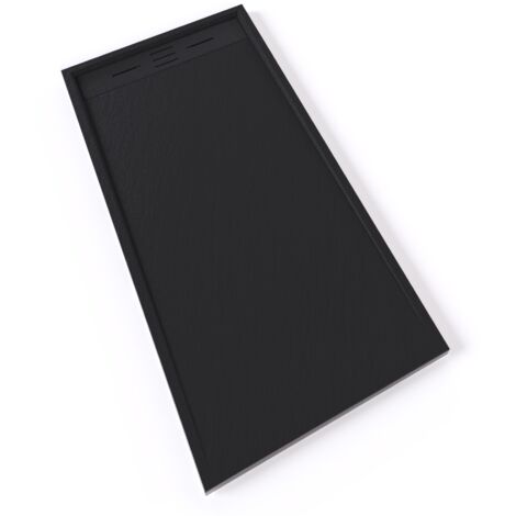 HIEMAL Receveur de douche 70 x 150 cm résine Noir aspect ardoise + bonde incluse - Salle de bain