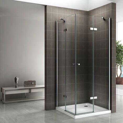 MAYA Cabine porte de douche d'angle H 180 cm verre transparent 80 x 100 cm