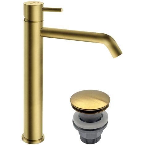 CIRICULUS XL Robinet mitigeur Haut pour vasque à poser + bonde Or brossé