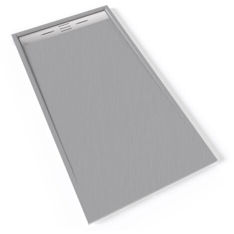 HIEMAL INOX Receveur de douche 90 x 170 cm résine Gris aspect ardoise + bonde inox incluse - Salle de bain