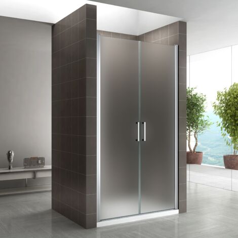 KAYA Porte de douche H 195 largeur réglable 77 à 80 cm verre dépoli opaque (1/5)