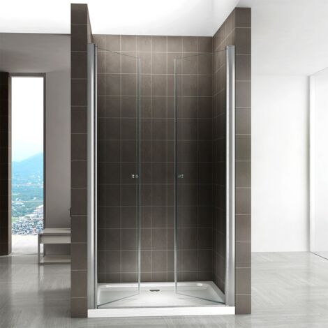 GINA Porte de douche H 185 cm largeur réglable 124 à 128 cm verre transparent