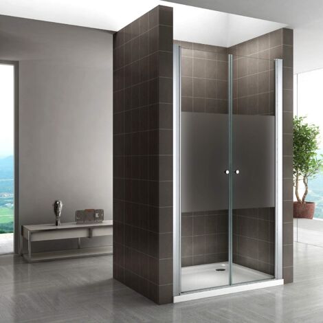 GINA Porte de douche H 180 cm largeur réglable 68 à 72 cm verre semi-opaque
