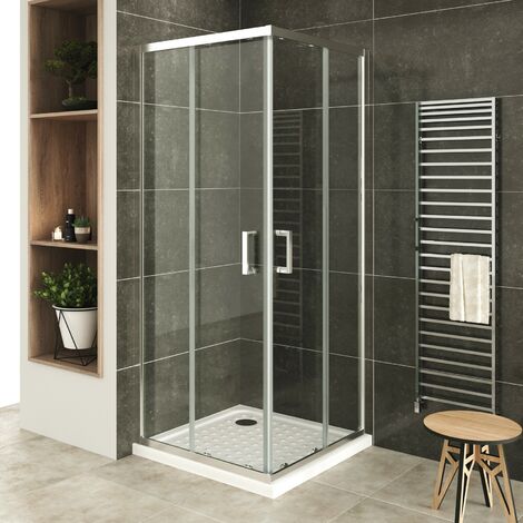 LANA+ Porte de douche d'angle coulissante H 190 cm verre transparent 70 x 100 cm (1/5)